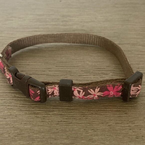 Pink Brown Floral Dog Pet Collar - Picture 1 of 2